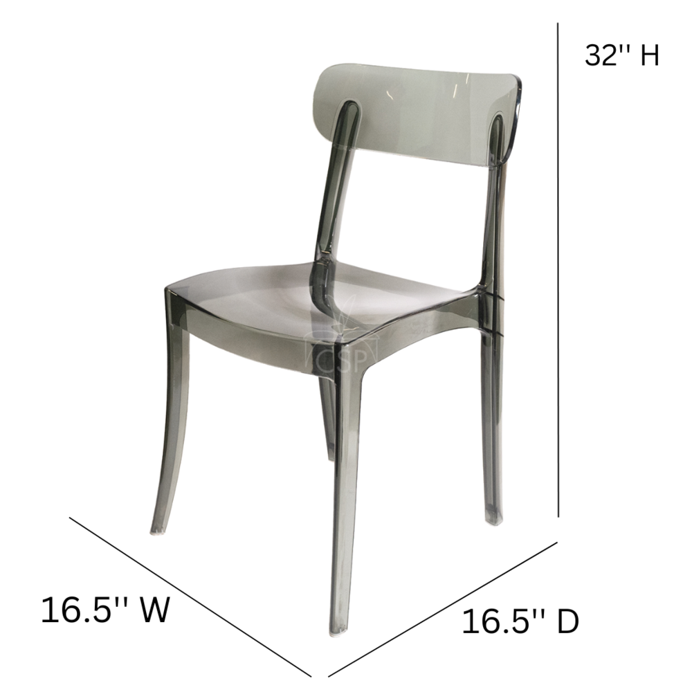 Set of 1 Commercial Seating Products Grace Chair in smoke grey made of  Polycarbonate. Picture 5