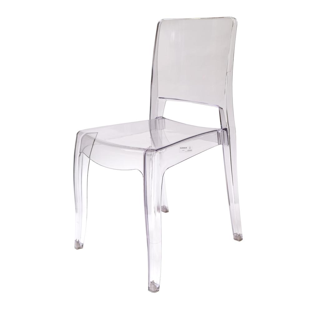 Set of 4 Mateo Clear  Polycarbonate Dinning Stacking  Chairs-with no Arms, stacks up to 6 high. Picture 1