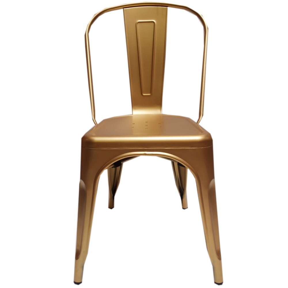 Oscar Metal Dining Chair in Gold. Picture 1