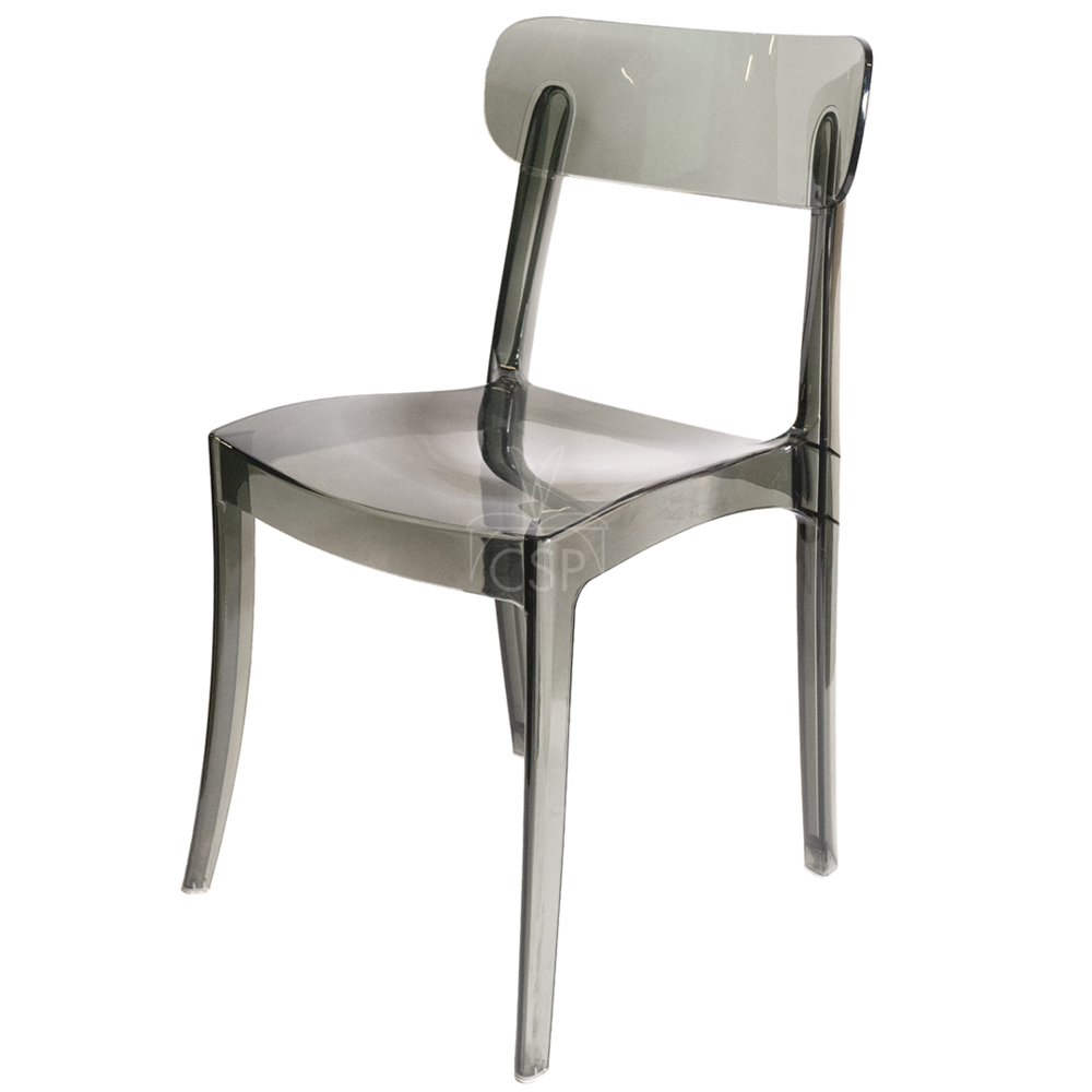 Set of 1 Commercial Seating Products Grace Chair in smoke grey made of  Polycarbonate. Picture 1