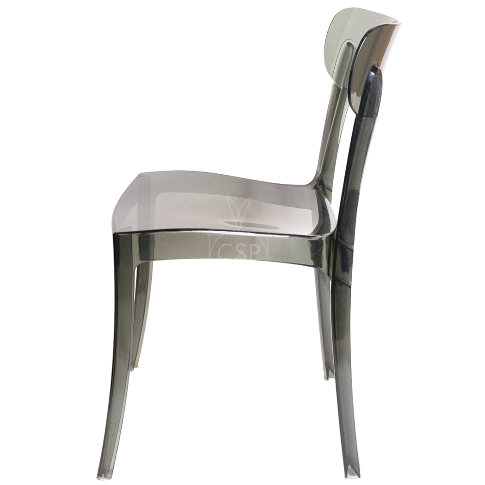 Set of 1 Commercial Seating Products Grace Chair in smoke grey made of  Polycarbonate. Picture 3
