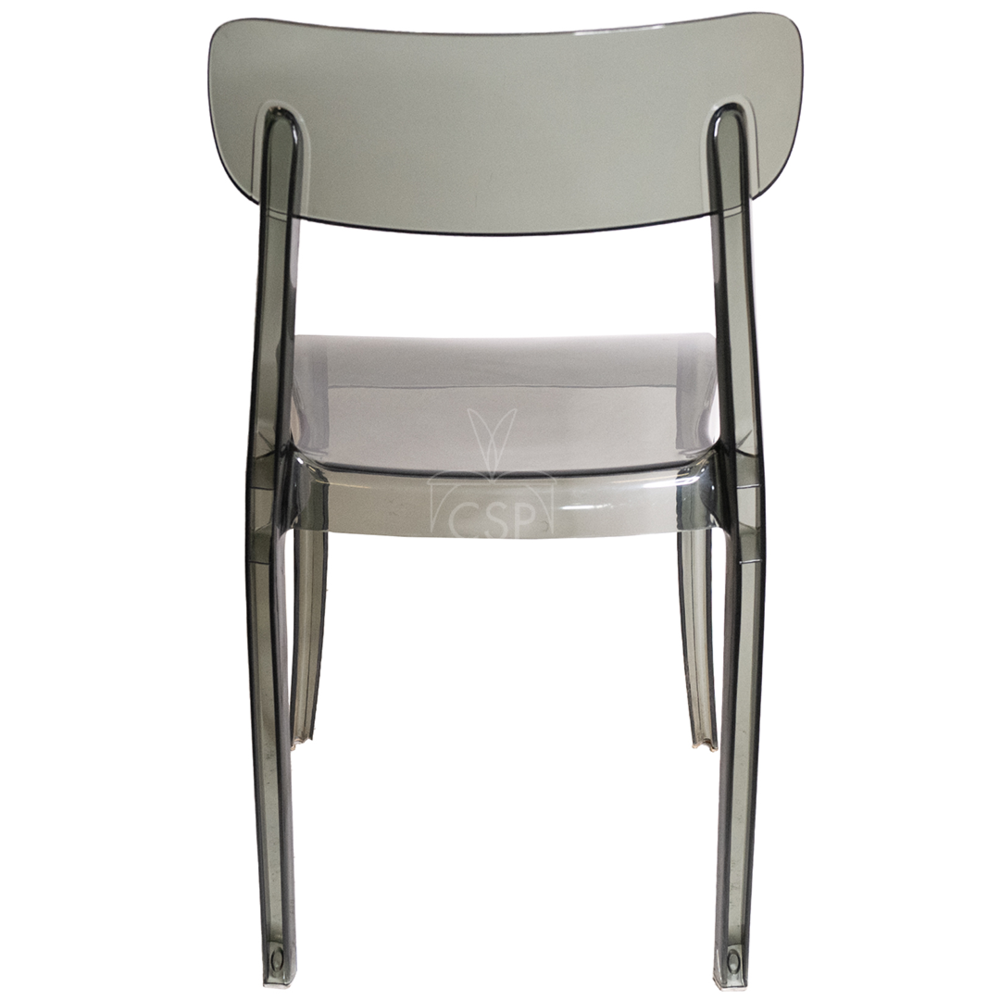 Set of 1 Commercial Seating Products Grace Chair in smoke grey made of  Polycarbonate. Picture 4