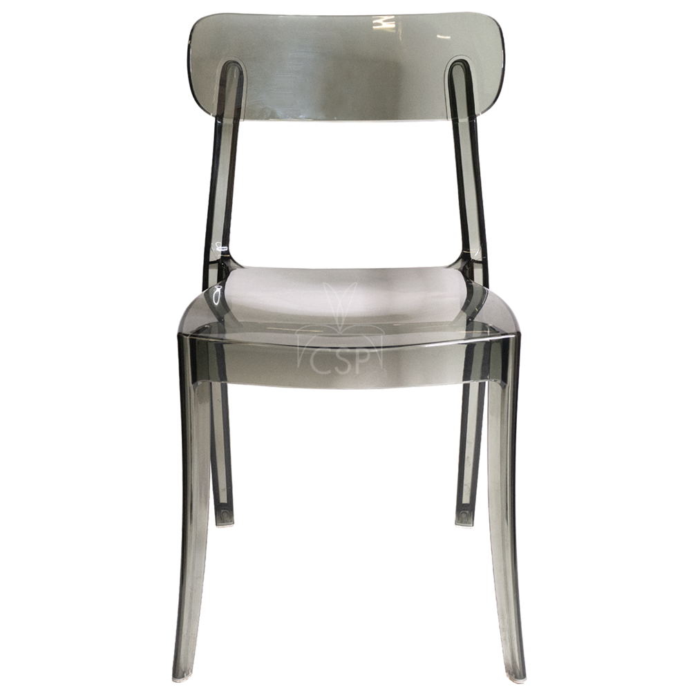 Set of 1 Commercial Seating Products Grace Chair in smoke grey made of  Polycarbonate. Picture 2