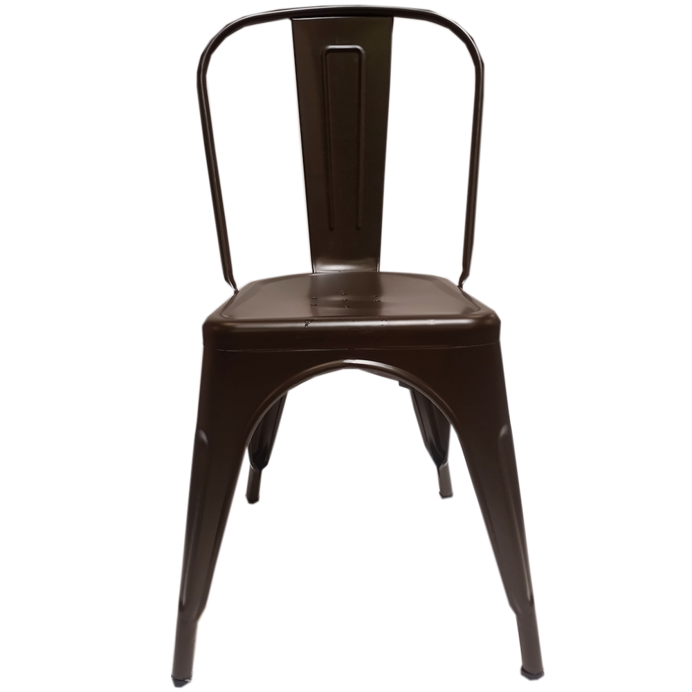 Oscar Metal Dining Chair in Brown. Picture 1