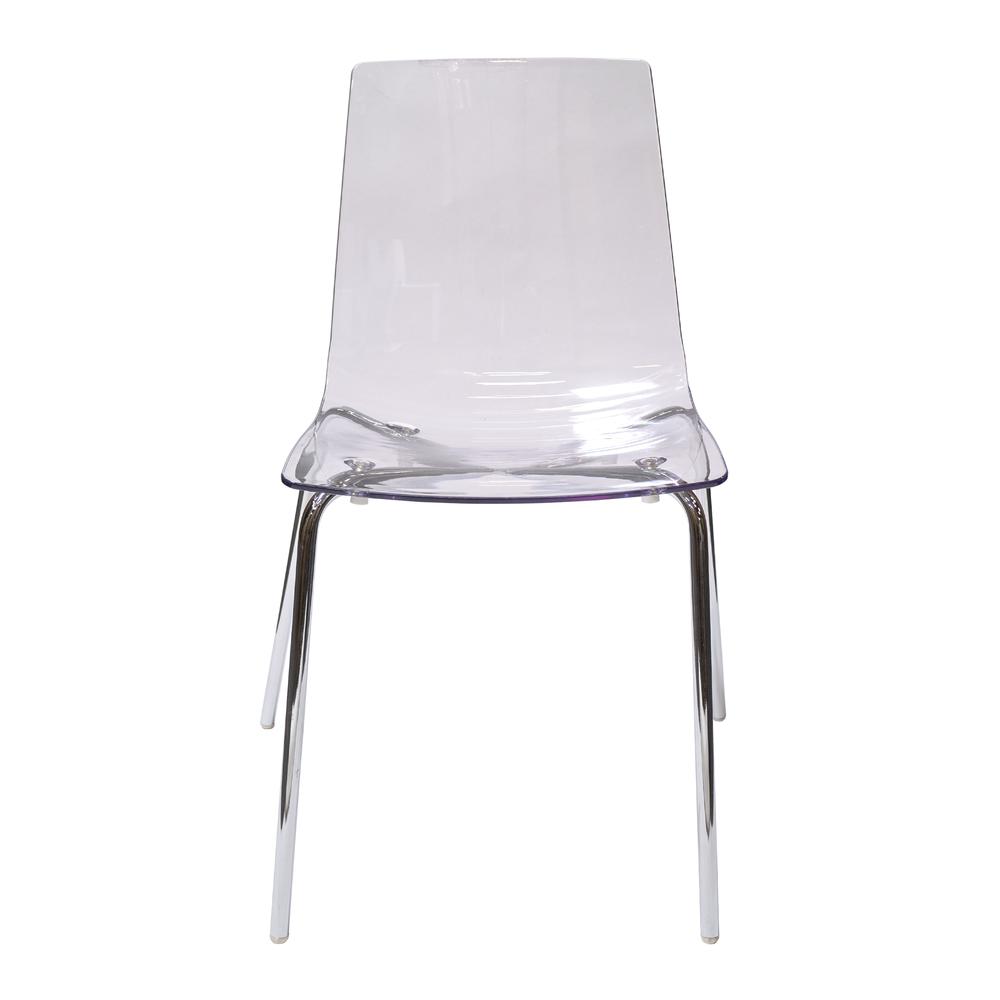 Sofia Clear Side Chair with Chrome Legs and flex back for comfort. Picture 1