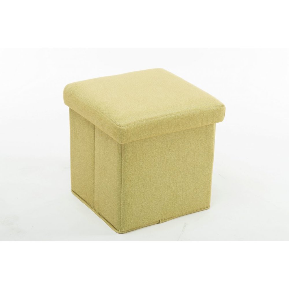 Upholstered Folding Storage Ottoman [Mustard Yellow]. Picture 1