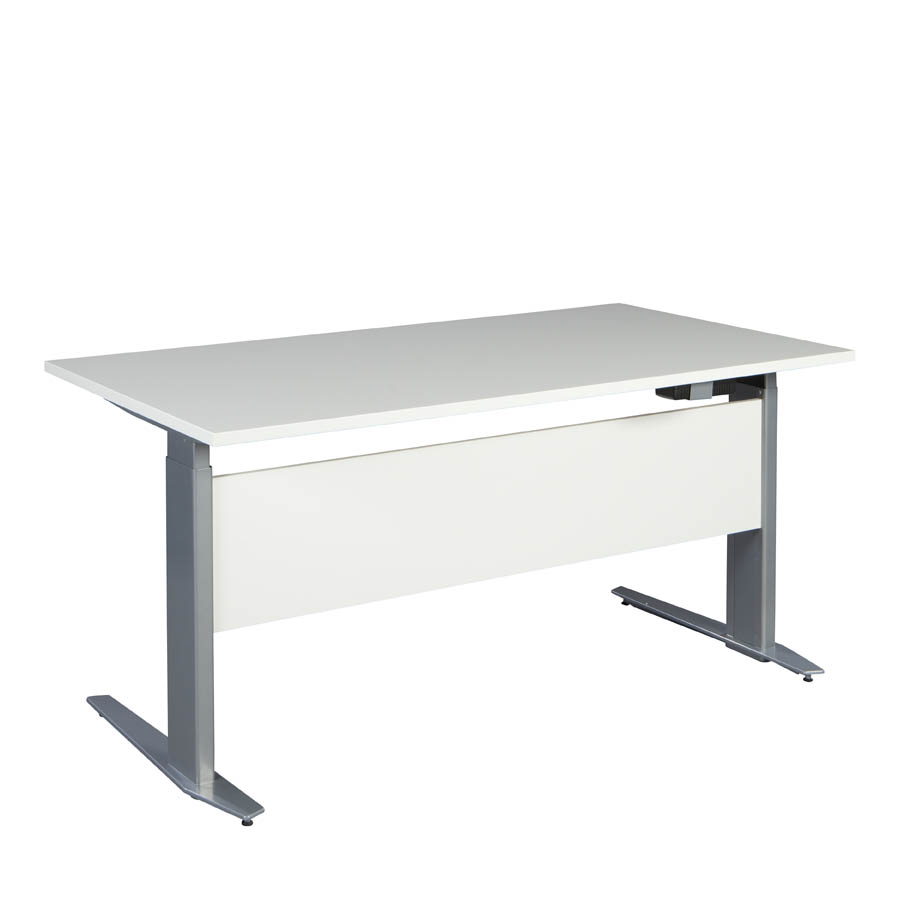 Prima Height Adjustable Desk, White / Silver