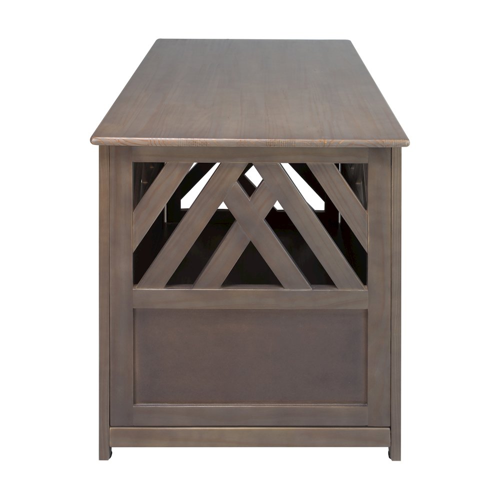 Modern Lattice Wooden Pet Crate End Table. Picture 3