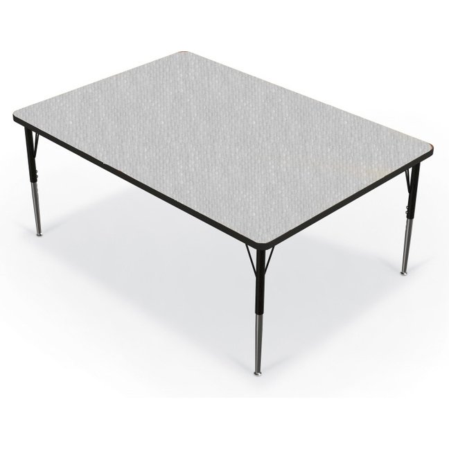 Activity Table - 48"X60" Rectangle - Gray Nebula Top Surface - Black Edgeband. Picture 1