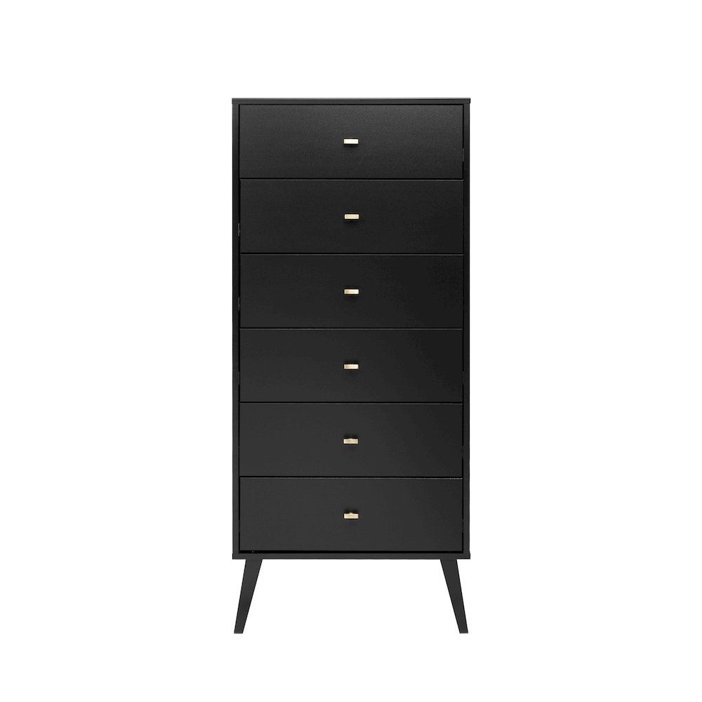 Milo MCM Tall 6-drawer Chest - Black. Picture 3