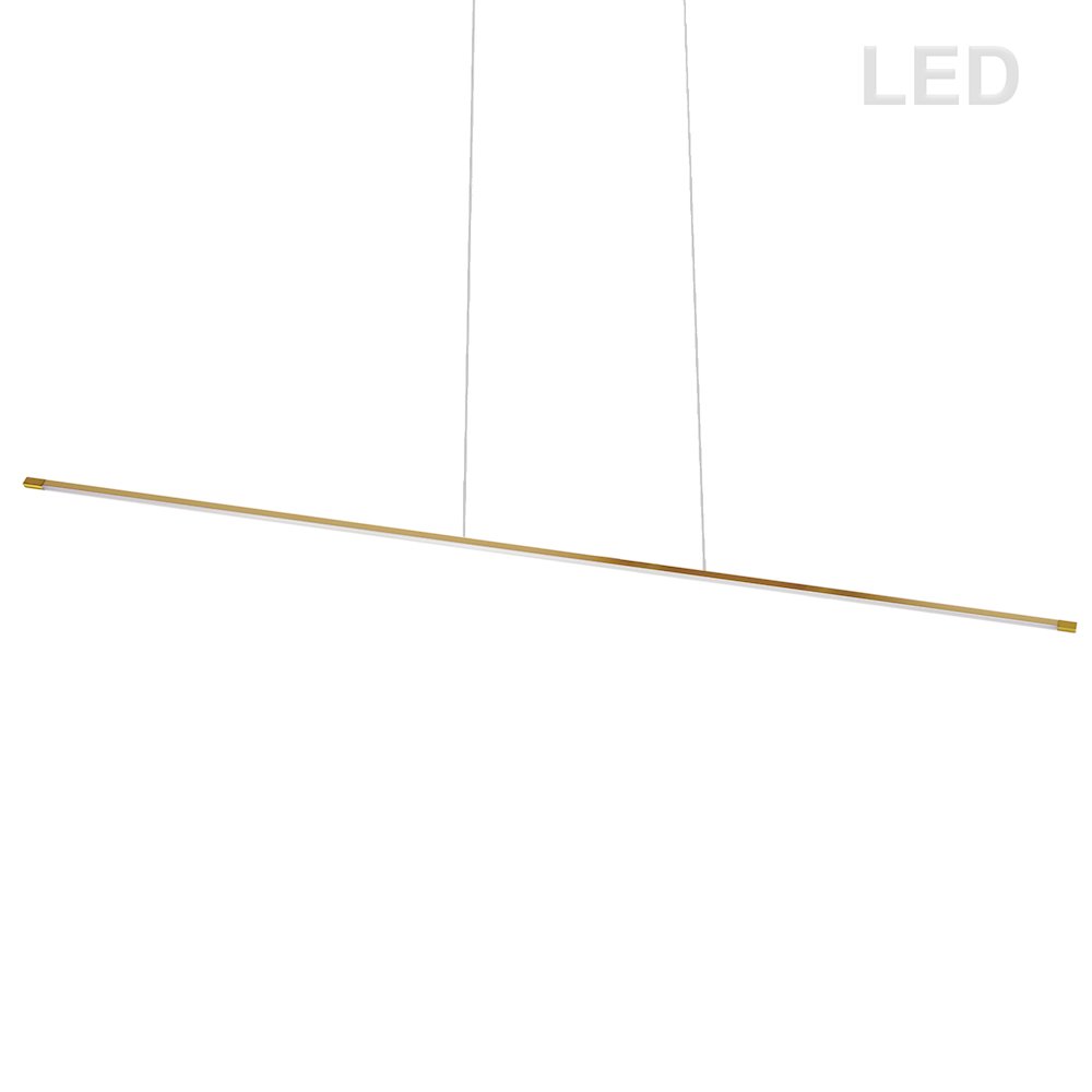 30W Horizontal Pendant, Aged Brass with White Acrylic Diffuser. Picture 1