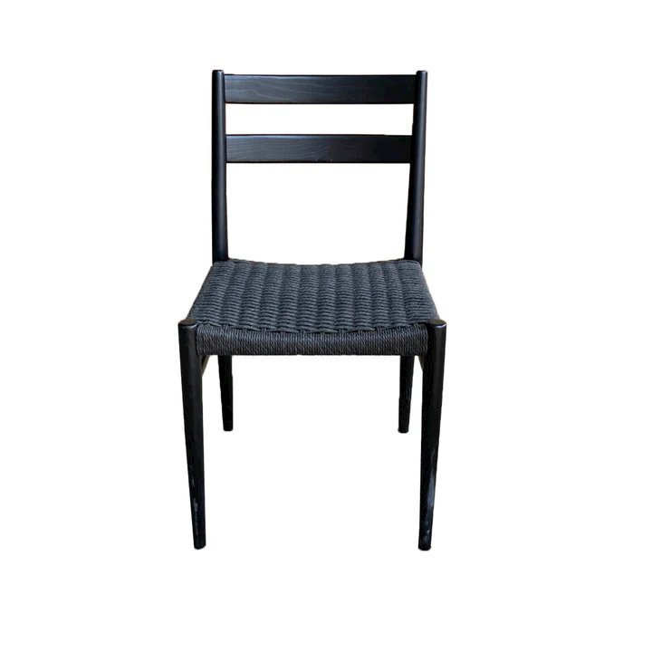 Jakarta Dining Chair - Black/Black Woven Seat. Picture 1