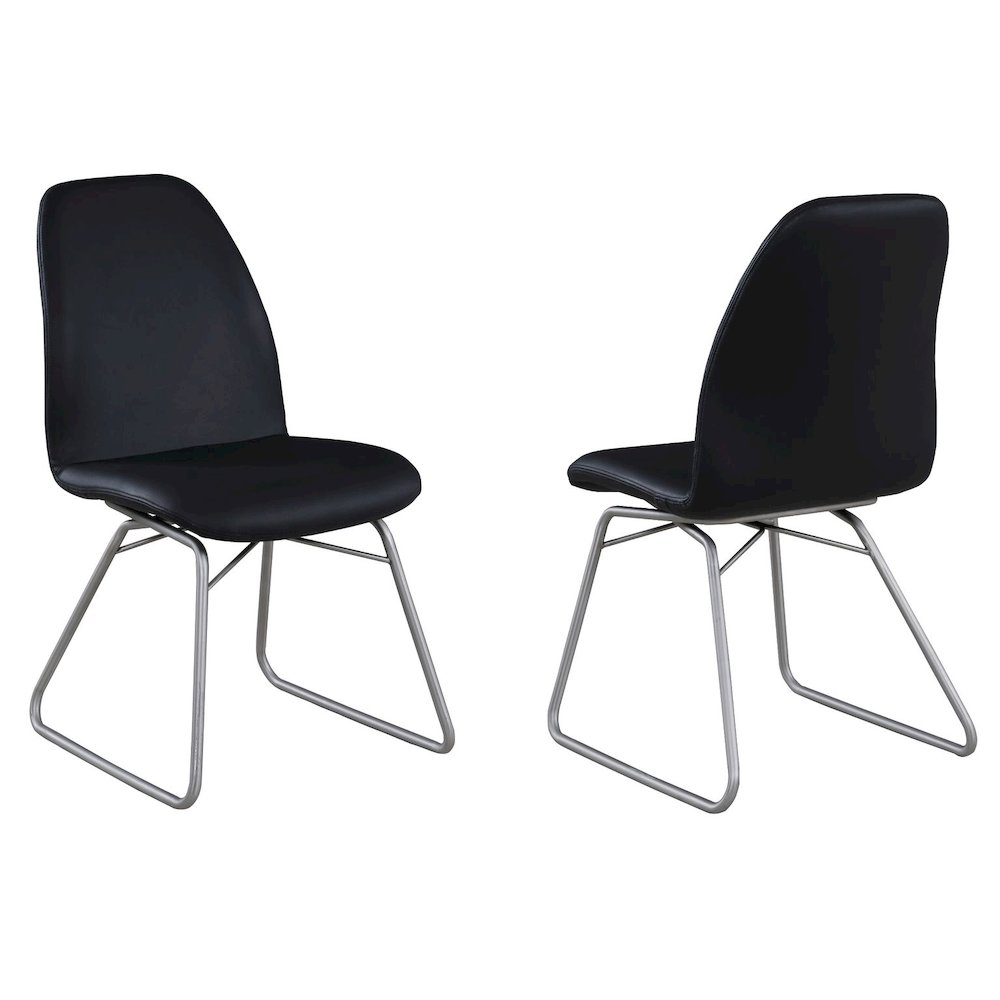 Curved Back Side Chair W/ Sled Base - Set Of 2, Black. Picture 3