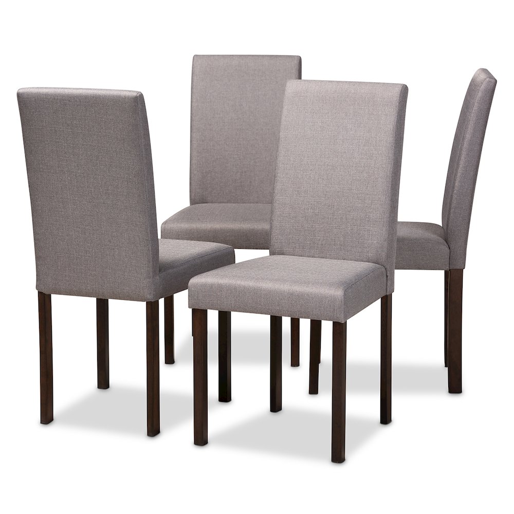 Andrew Contemporary Espresso Wood Grey Fabric Dining Chair. Picture 1