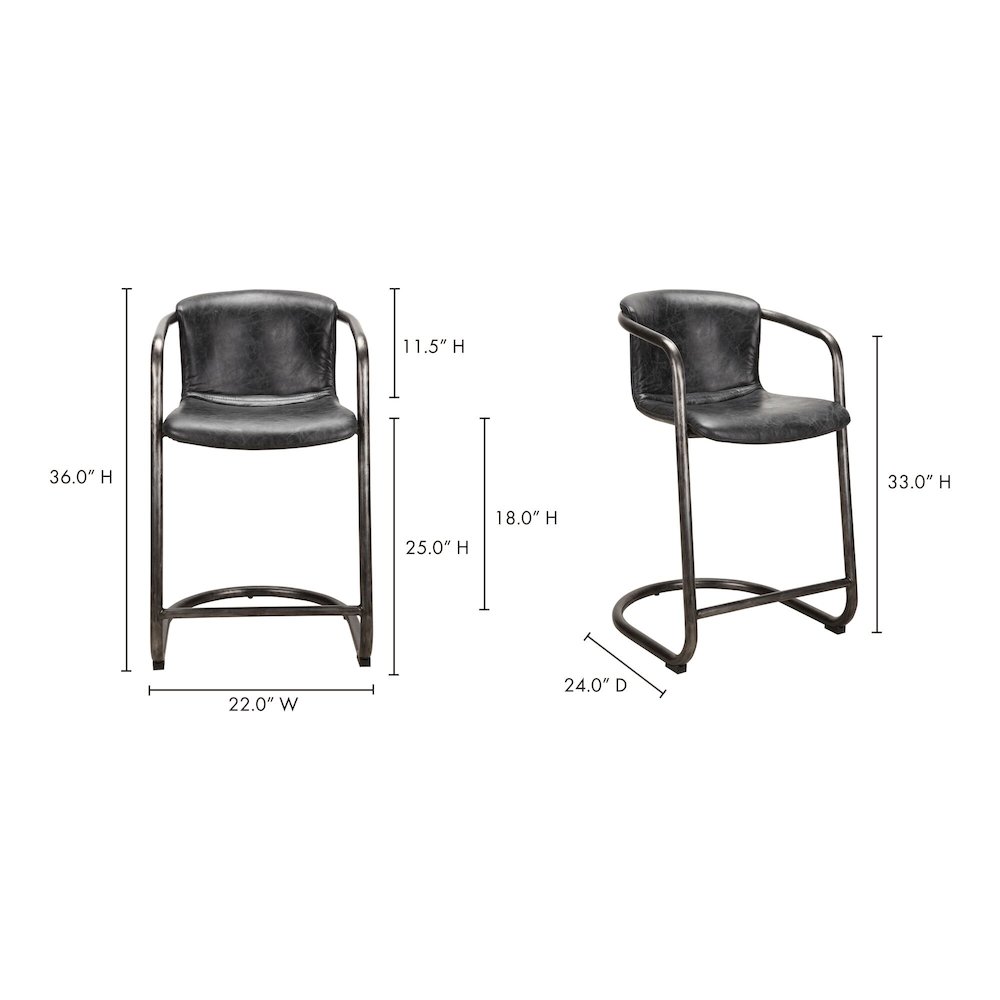 Rustic Black Leather Counter Stool - Freeman Collection (Set of 2), Belen Kox. Picture 4