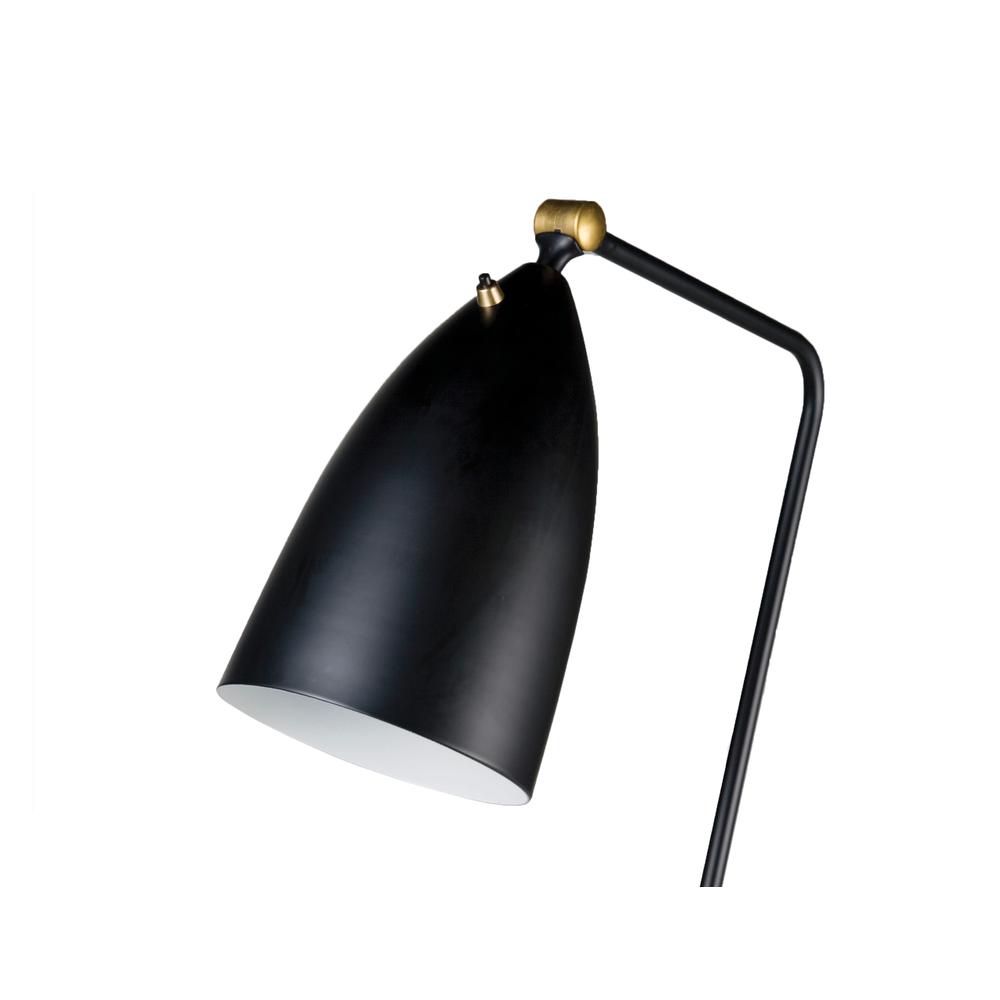 Stickman Floor Lamp Matte Black Aluminum Shade With Black Metal Stem And Brass Hardware. Picture 2