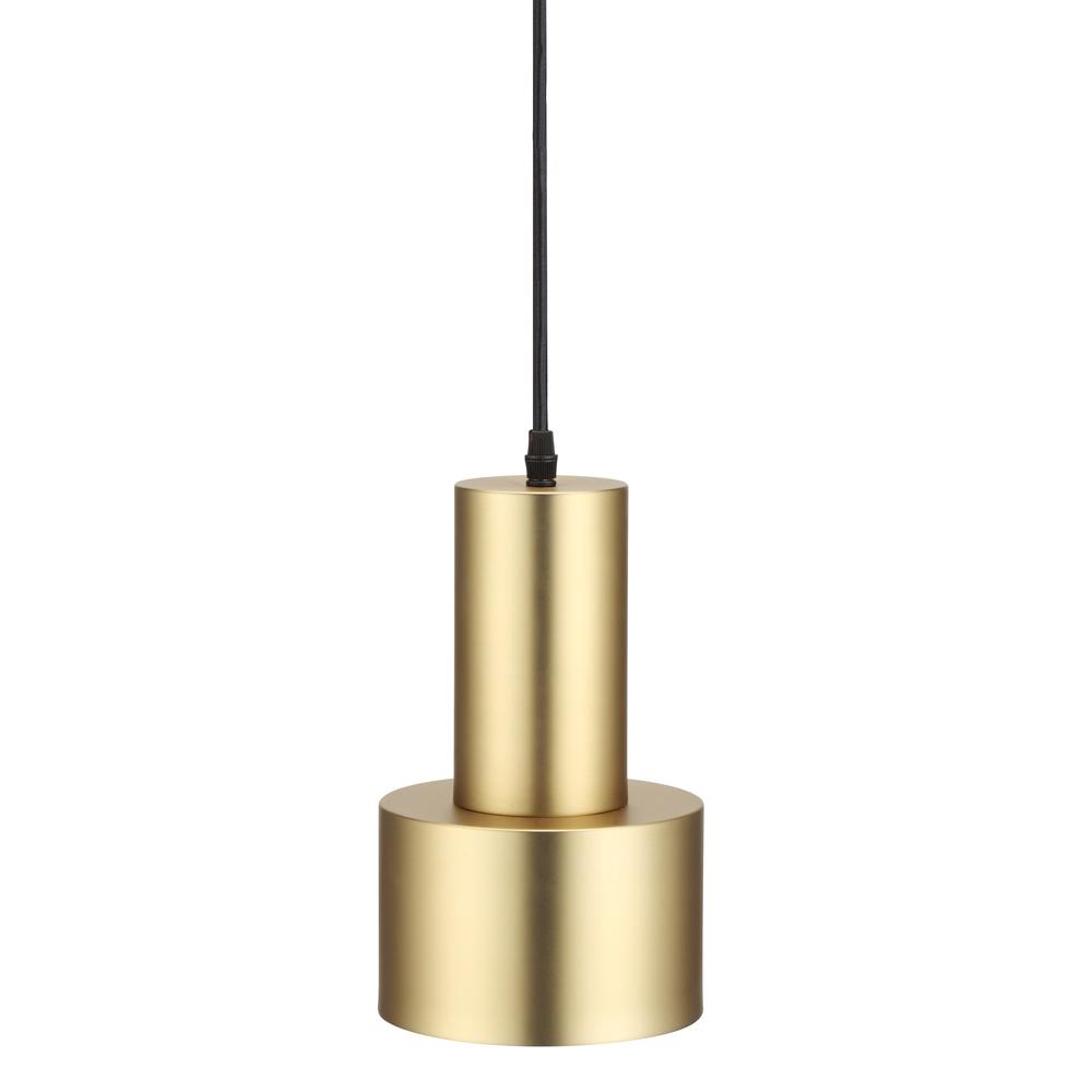 Magnum Pendant Lamp Brass Plated Steel Shade With Matte Black Stem. Picture 1