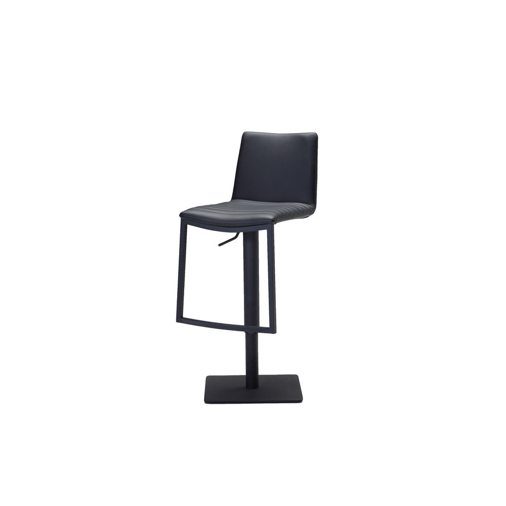Raven Hydraulic Bar Stool Black Leatherette With Black Powder Coated Steel. Picture 1