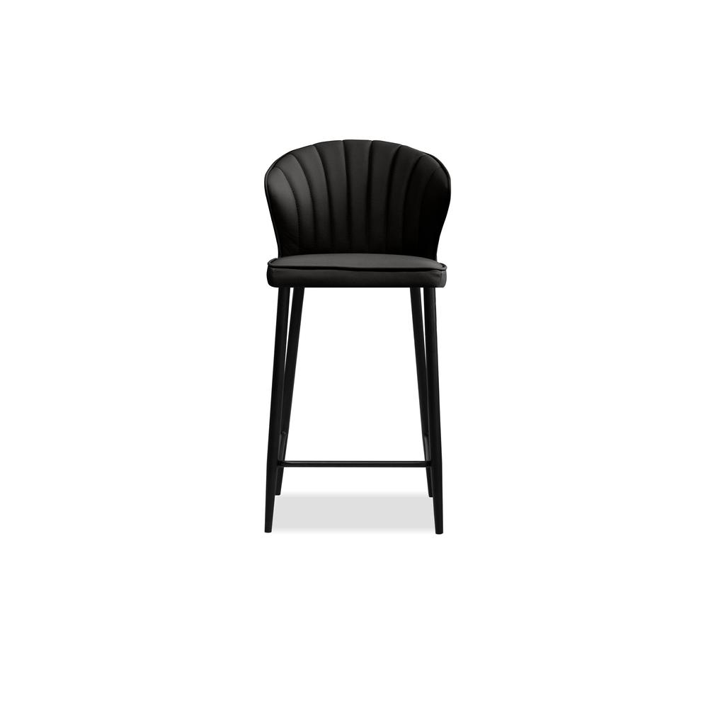 Ariel Counter Stool Black Leather With Black Powder Coated Legs. Picture 2