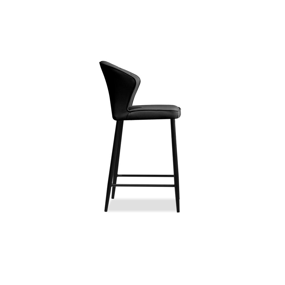 Ariel Counter Stool Black Leather With Black Powder Coated Legs. Picture 3