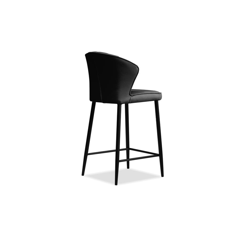 Ariel Counter Stool Black Leather With Black Powder Coated Legs. Picture 4