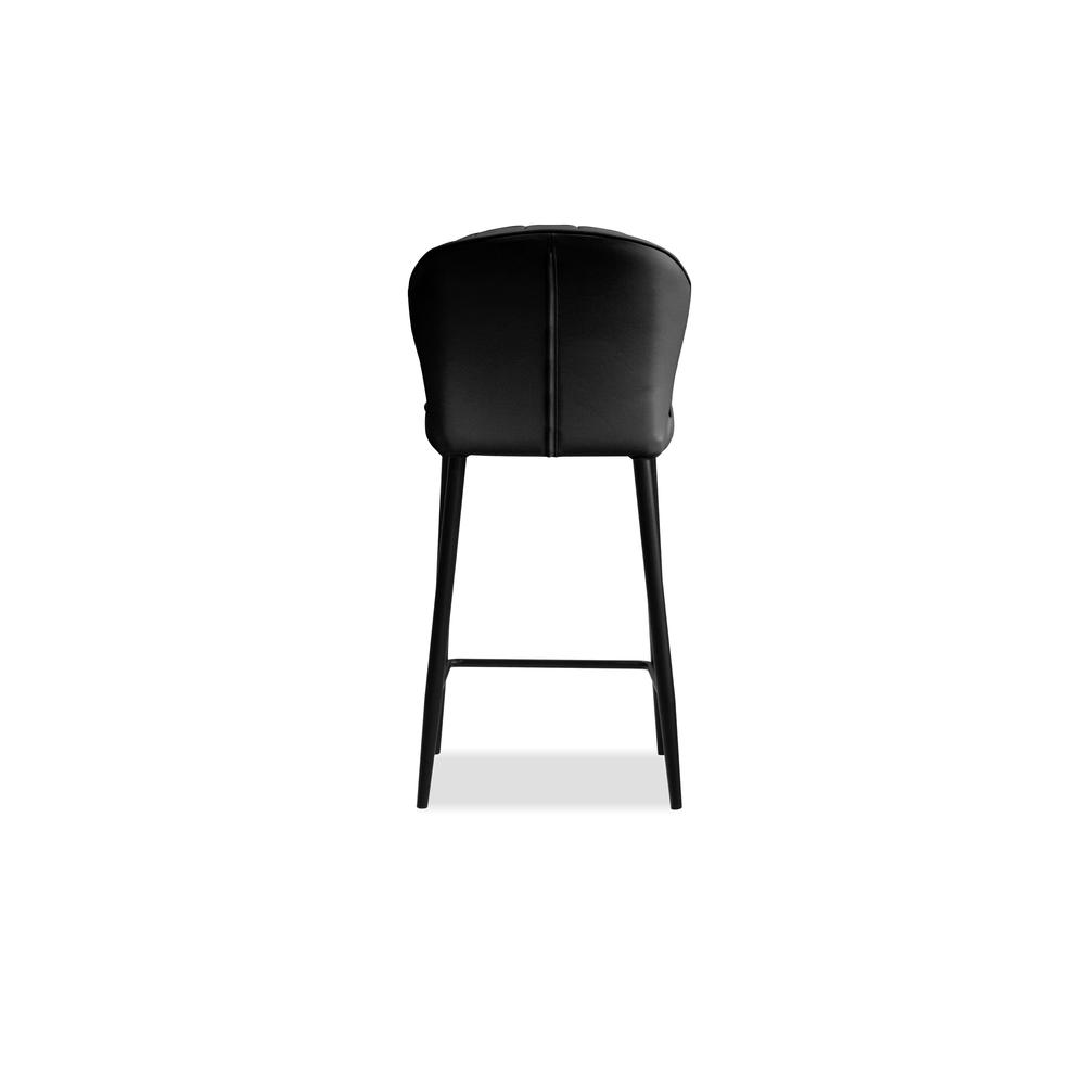 Ariel Counter Stool Black Leather With Black Powder Coated Legs. Picture 5