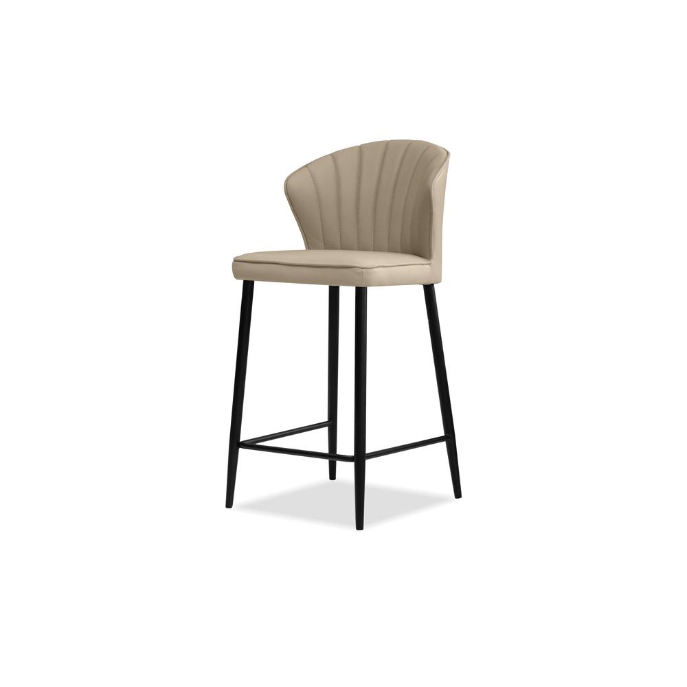 Ariel Counter Stool Wheat Leather With Black Powder Coated Legs. Picture 1