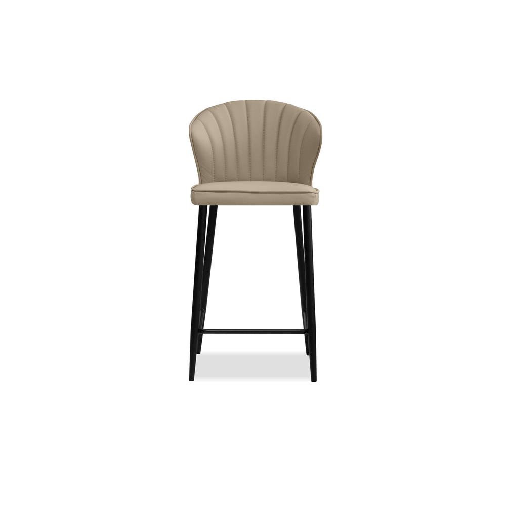 Ariel Counter Stool Wheat Leather With Black Powder Coated Legs. Picture 2