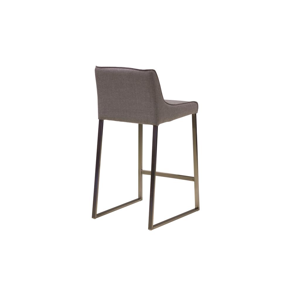 Bennett Counter Stool Light Grey Fabric With Brushed Stainless Steel. Picture 4