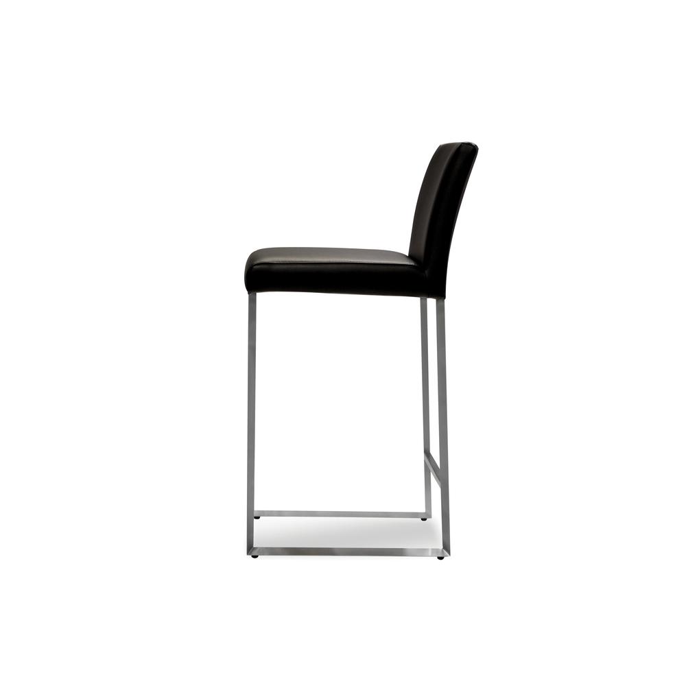 Tate Counter Stool Black Leatherette With Brushed Stainless Steel. Picture 3