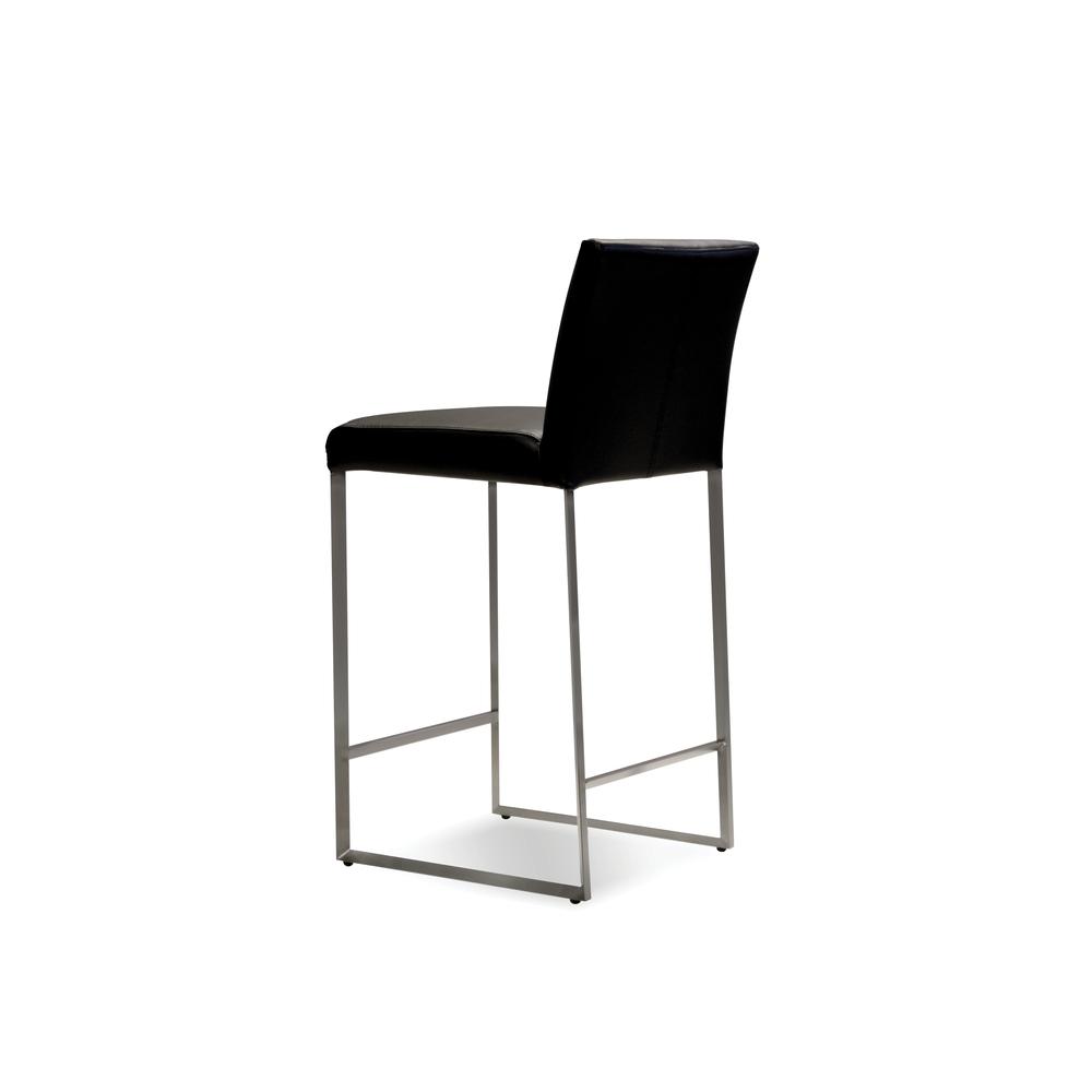 Tate Counter Stool Black Leatherette With Brushed Stainless Steel. Picture 4