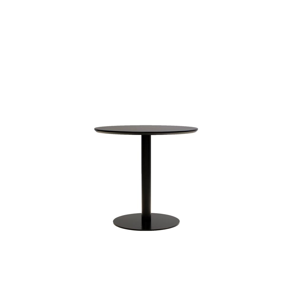 Half Pint 31.50" Diameter Round Dining Table Black Mdf Top With Black Powder Coated Steel Frame. Picture 1