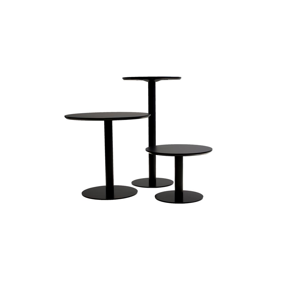 Half Pint 31.50" Diameter Round Dining Table Black Mdf Top With Black Powder Coated Steel Frame. Picture 4