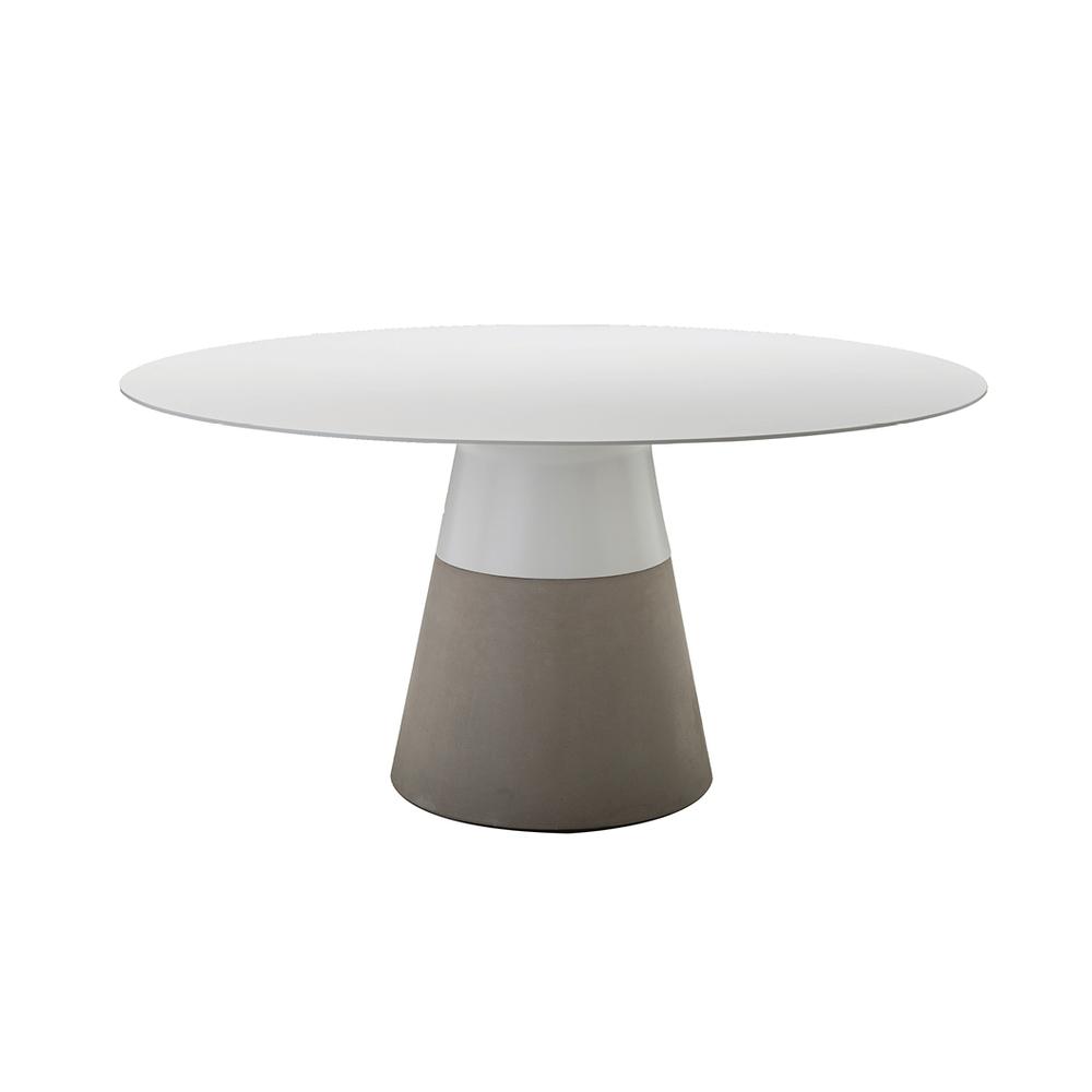 Maldives 63" Round Dining Table White Solid Surface With Fiber Concrete Base. Picture 1