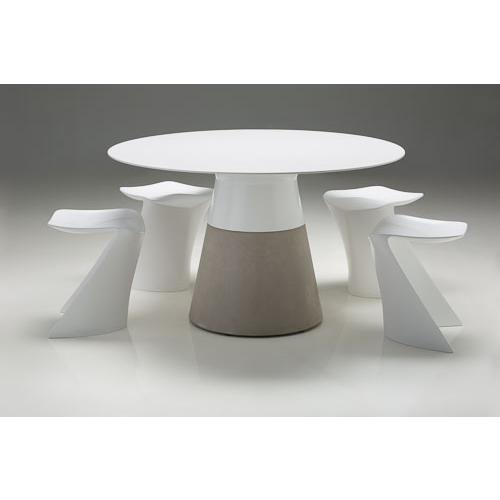 Maldives 63" Round Dining Table White Solid Surface With Fiber Concrete Base. Picture 2