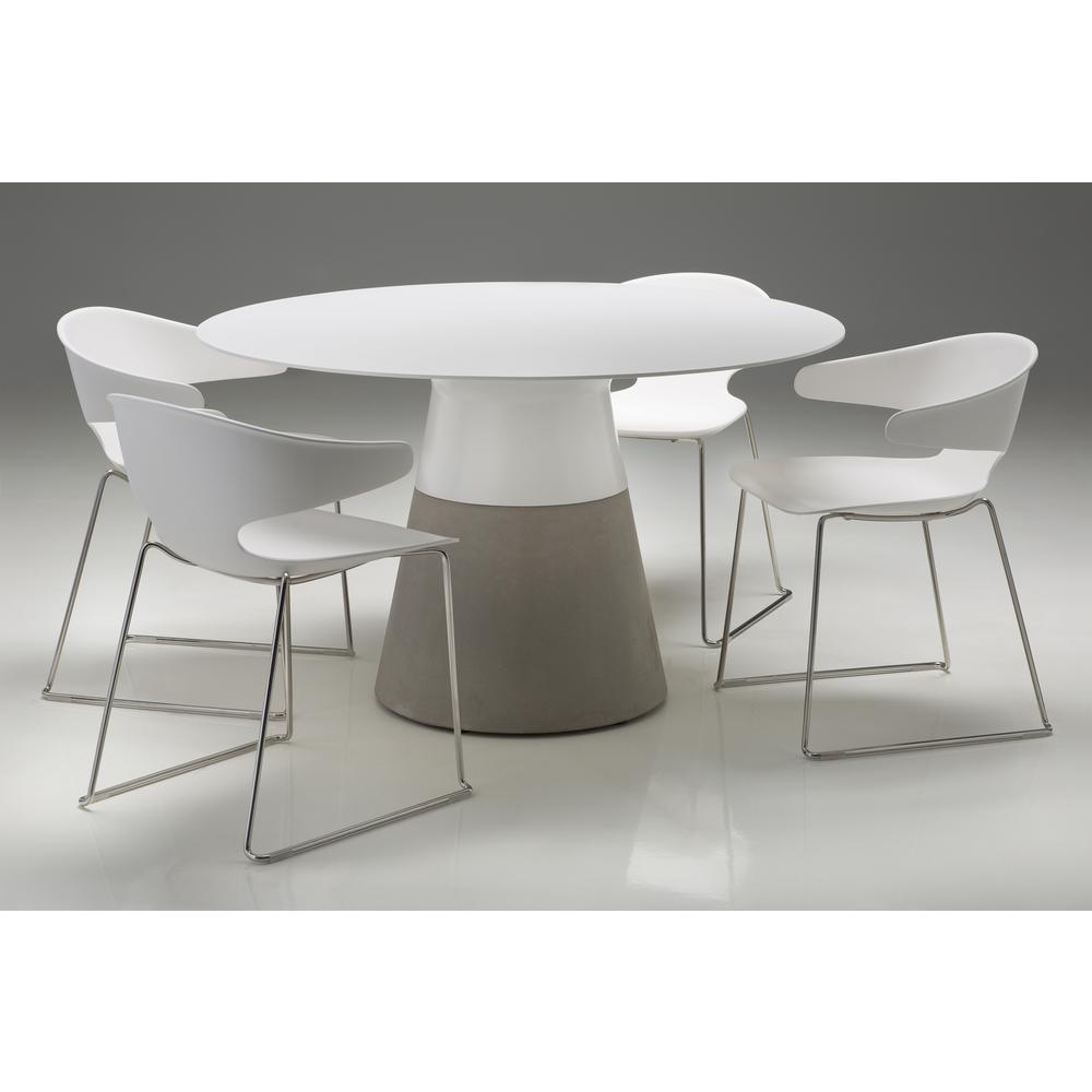 Maldives 63" Round Dining Table White Solid Surface With Fiber Concrete Base. Picture 3