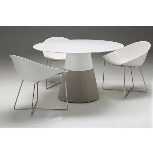 Maldives 63" Round Dining Table White Solid Surface With Fiber Concrete Base. Picture 4