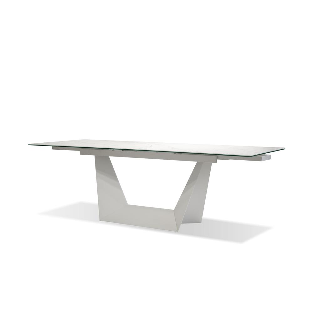 Origami 98.50" Long Extending Dining Table Carerra Ceramic Top. Picture 1