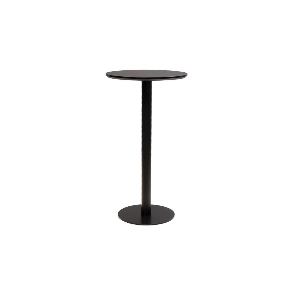 Half Pint 23.50" Diameter Bar Table Black Mdf Top With Black Powder Coated Steel Frame. Picture 1