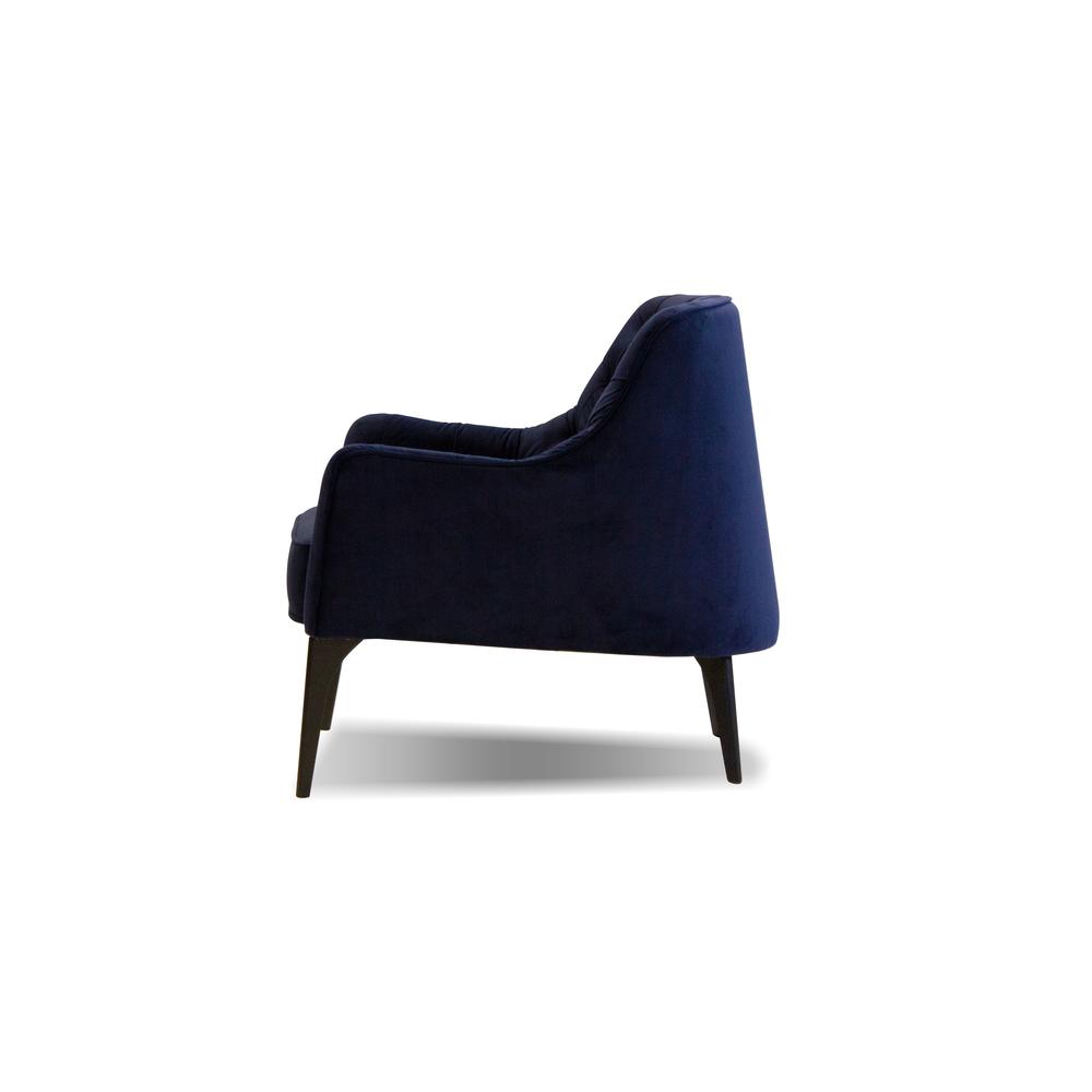 Ellington Arm Chair Navy Fabric With Black Wood Legs. Picture 2