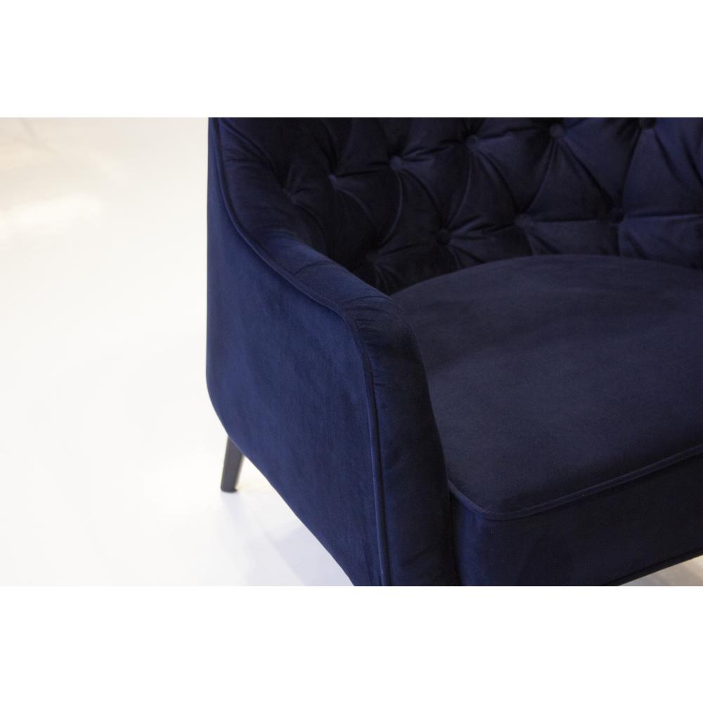 Ellington Arm Chair Navy Fabric With Black Wood Legs. Picture 7