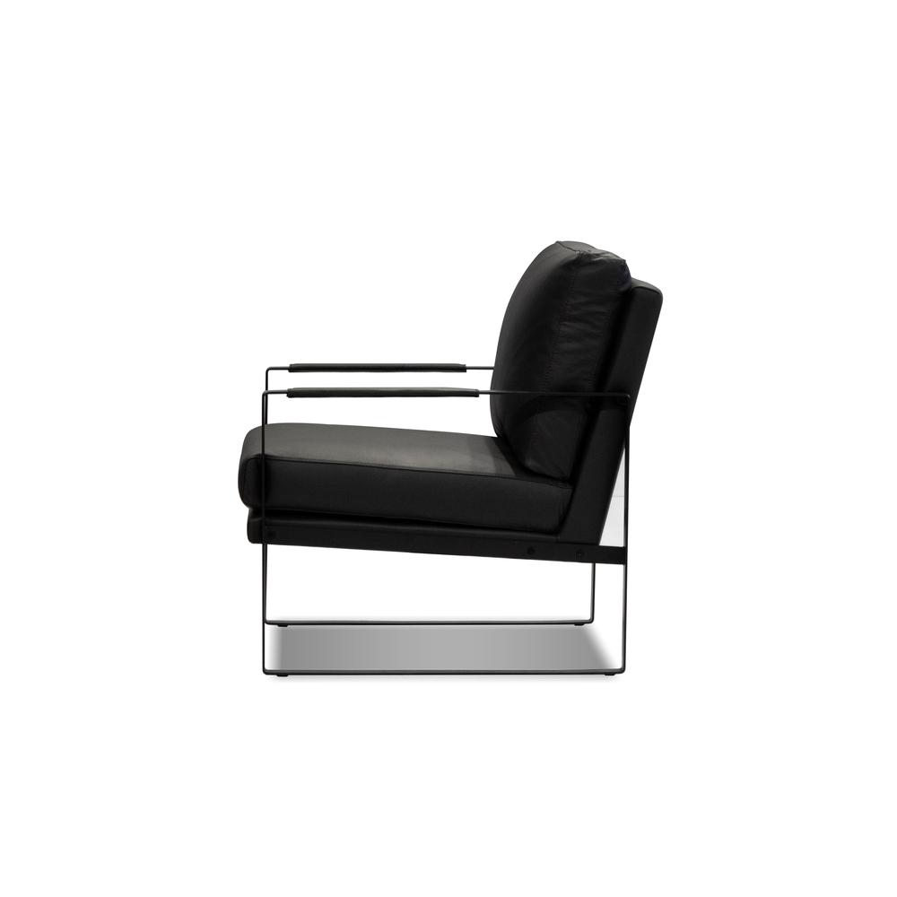 Mitchell Arm Chair Black Leather With Black Powder Coated Steel Frame. Picture 2
