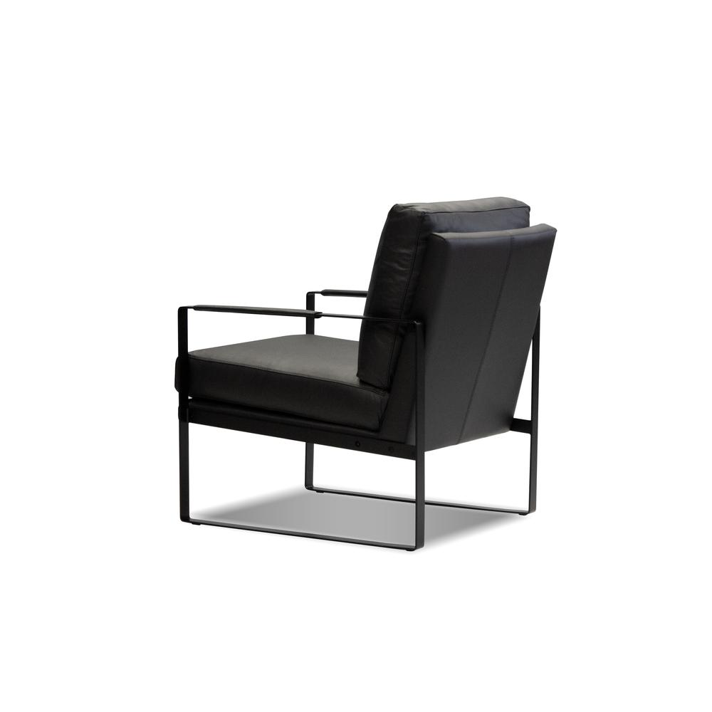 Mitchell Arm Chair Black Leather With Black Powder Coated Steel Frame. Picture 3