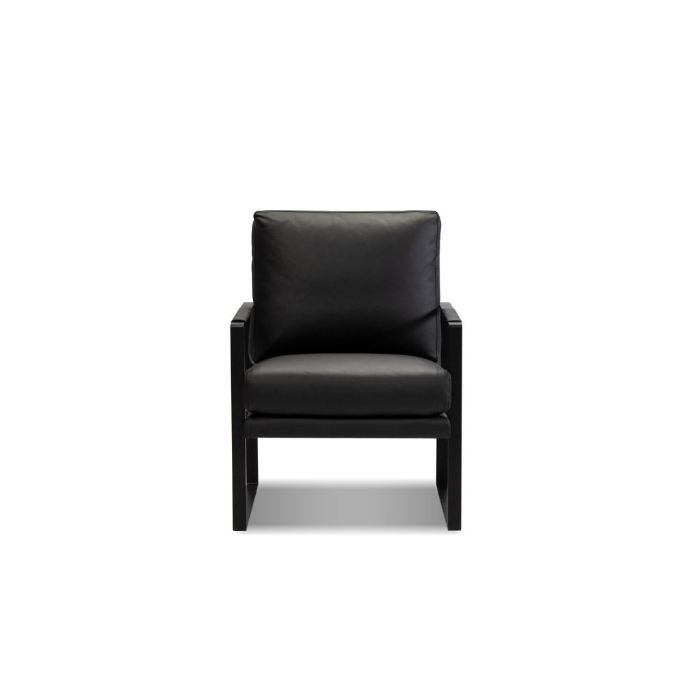 Mitchell Arm Chair Black Leather With Black Powder Coated Steel Frame. Picture 5