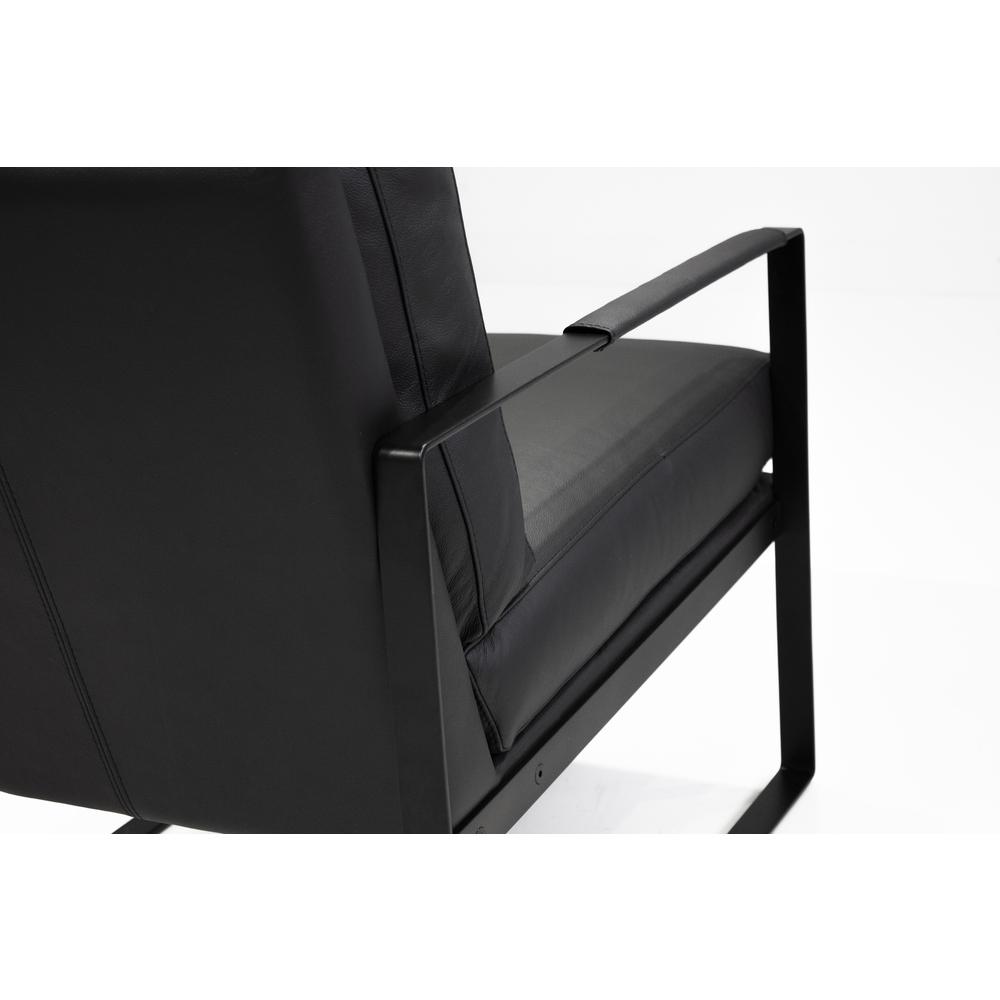 Mitchell Arm Chair Black Leather With Black Powder Coated Steel Frame. Picture 6
