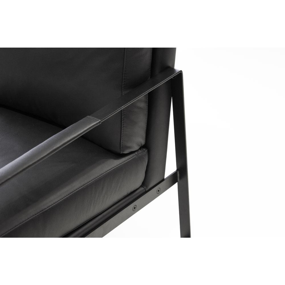 Mitchell Arm Chair Black Leather With Black Powder Coated Steel Frame. Picture 8
