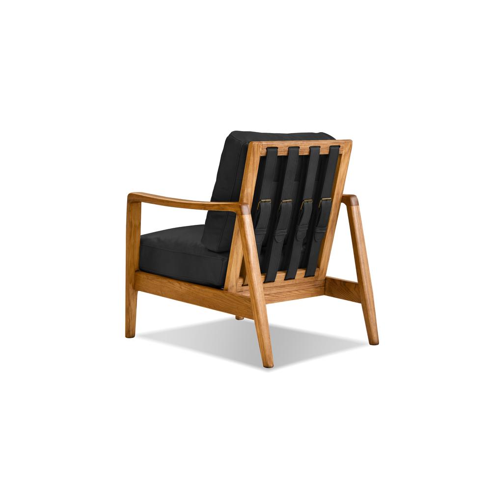 Craftsman Lounge Chair Black Leather, Natural Ash Wood Frame. Picture 4