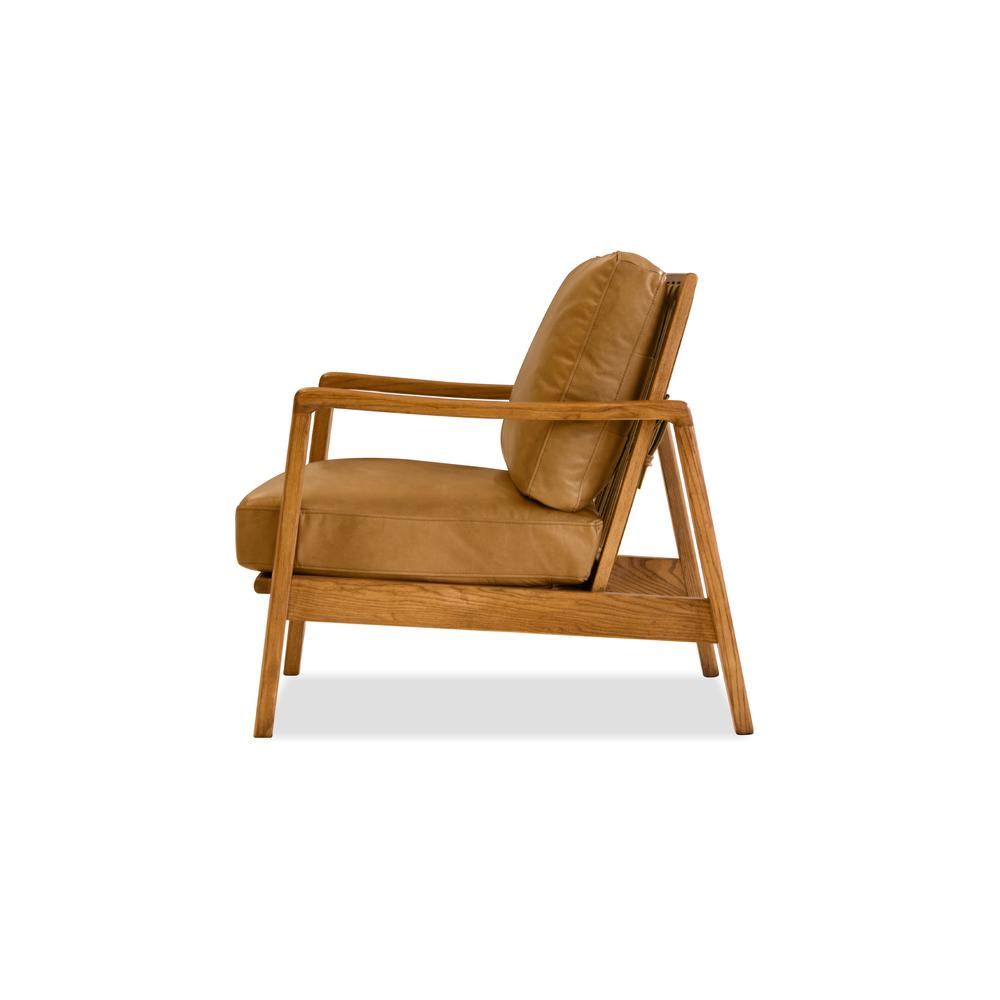 Craftsman Lounge Chair Tan Leather, Natural Ash Wood Frame. Picture 2