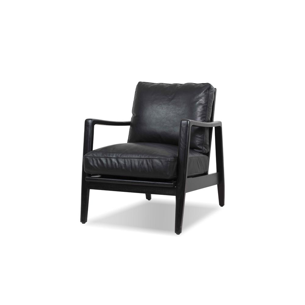 Craftsman Lounge Chair Black Leather, Matte Black Frame. Picture 1