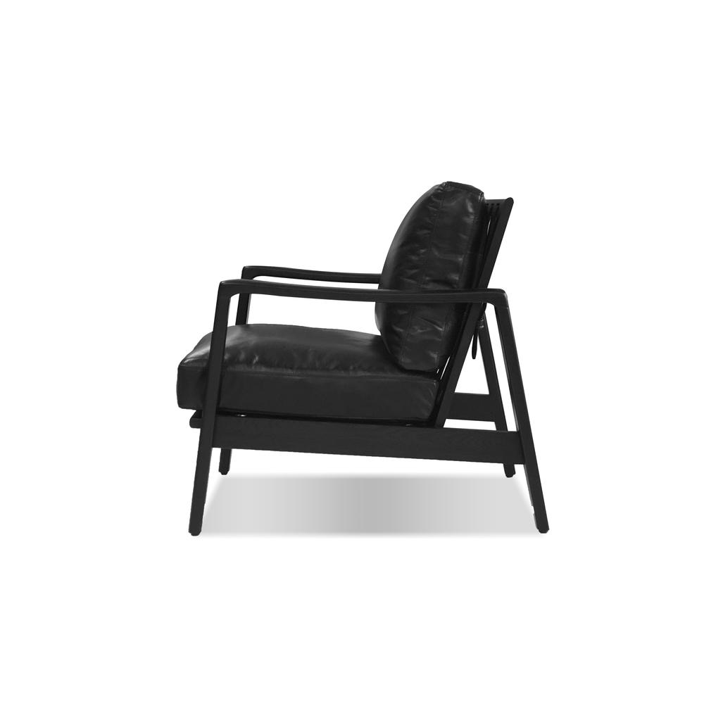 Craftsman Lounge Chair Black Leather, Matte Black Frame. Picture 2